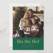 Gold Green Funny Ho Ho Ho Christmas Photo シーズンカード (正面)