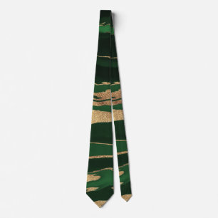 Gold Green Marble Abstract Painting ネクタイ
