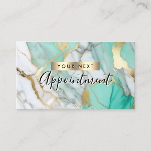 Gold Green Marble Makeup Artist 予約カード (正面)