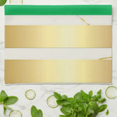 Gold & Green Marble Stripe キッチンタオル (折り畳み)