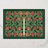 Gold Green Medieval Floral Sword Wedding RSVP 箔招待状 (裏面)