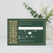 Gold Green Medieval Sword Wedding RSVP (スタンド正面)