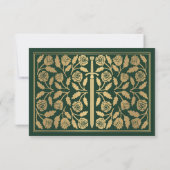 Gold Green Medieval Sword Wedding RSVP (裏面)