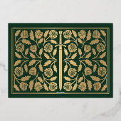Gold Green Medieval Sword Wedding RSVP 箔招待状 (裏面)