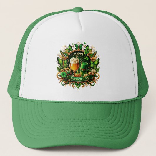 Gold & Green Ornate St. Patrick's Day Celebration キャップ (正面)
