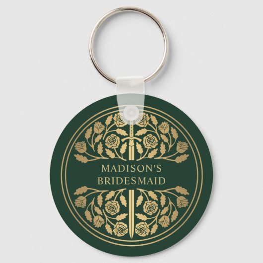 Gold Green Sword Bridesmaid Royal Wedding Gift キーホルダー (正面)