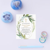 Gold & Greenery/BUDGET/Baptism Invitation. チラシ (シングル)
