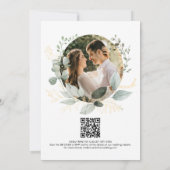 Gold Greenery Eucalyptus Photo QR Code Wedding  招待状 (裏面)