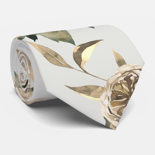 Gold & Greenery Floral Wedding ネクタイ (ロール)