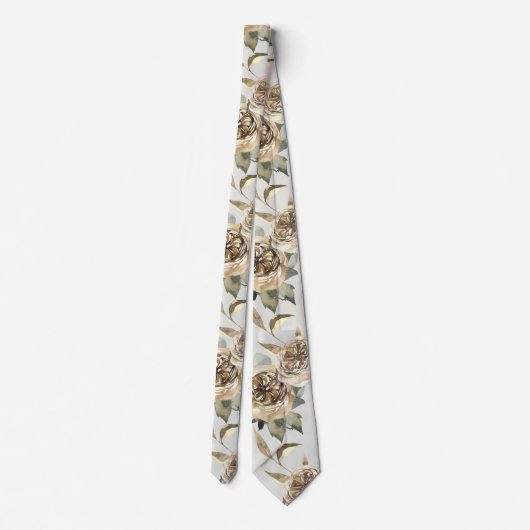 Gold & Greenery Floral Wedding ネクタイ (裏面)