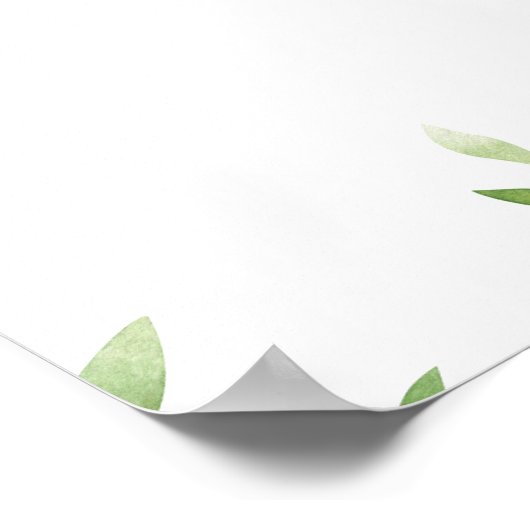 Gold Greenery Left Directional Wedding Welcome ポスター (角)