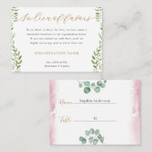 Gold Greenery Watercolor Charity Donation  プレイスカード (正面/裏面)