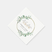 Gold Greenery Watercolor Wedding スタンダードカクテルナプキン (角)