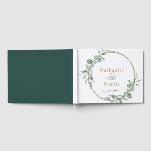 Gold Greenery Wedding Guest Book ゲストブック (全面)