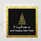 Gold greeting card Merry Christmas Happy New Year シーズンカード (正面/裏面)