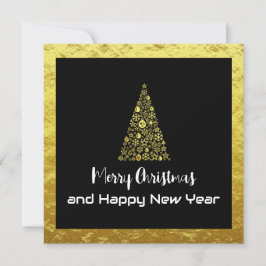 Gold greeting card Merry Christmas Happy New Year シーズンカード