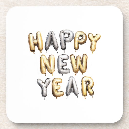 Gold Grey Happy New Year コースター (正面)