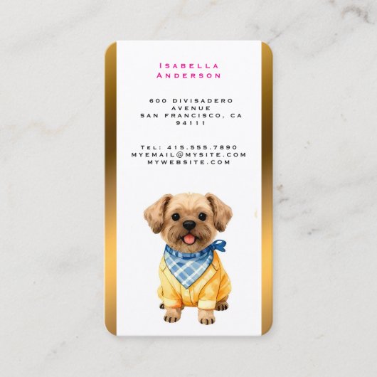 Gold Grooming Dog Personalized Elegant Collection 名刺 (正面)