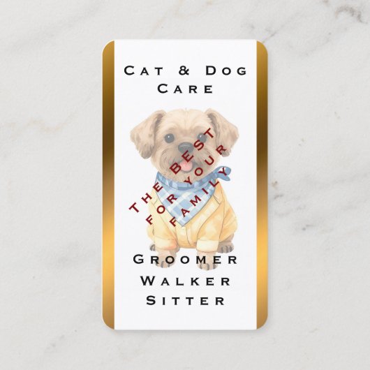 Gold Grooming Dog Personalized Elegant Collection 名刺 (裏面)