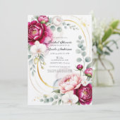 Gold Halo Garden Peonies & Orchids Bridal Shower 招待状 (スタンド正面)