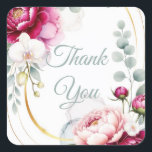 Gold Halo Garden Peonies & Orchids Floral Wedding  スクエアシール<br><div class="desc">Matching items available.</div>