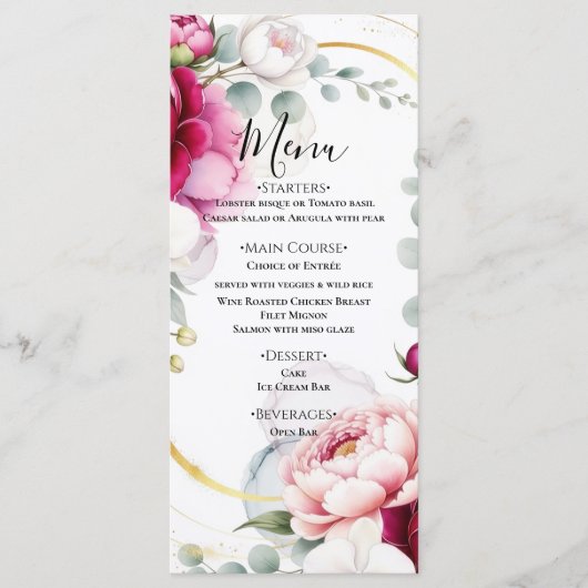 Gold Halo Garden Peonies & Orchids Floral Wedding  メニュー (正面)