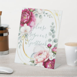 Gold Halo Garden Peonies & Orchids Floral Wedding  台座サイン