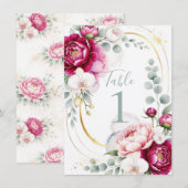 Gold Halo Garden Peonies & Orchids Floral Wedding  招待状 (正面/裏面)