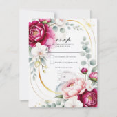 Gold Halo Garden Peonies & Orchids Floral Wedding  招待状 (正面)