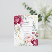 Gold Halo Garden Peonies & Orchids Floral Wedding  招待状 (スタンド正面)