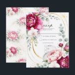 Gold Halo Garden Peonies & Orchids Floral Wedding  招待状<br><div class="desc">RSVP</div>