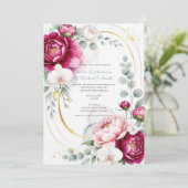 Gold Halo Garden Peonies & Orchids Floral Wedding  招待状 (スタンド正面)