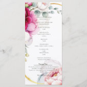 Gold Halo Garden Peonies & Orchids Wedding Program メニュー (裏面)
