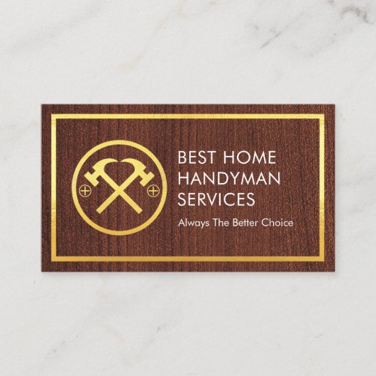 Gold Hammer On Timber Gold Borders 名刺 (正面)