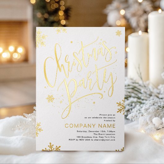 Gold handwritten calligraphy Christmas Party 箔シーズンカード