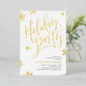 Gold handwritten calligraphy holiday Party 箔シーズンカード (立ち正面)