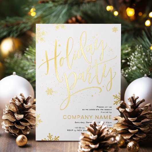 Gold handwritten calligraphy holiday Party 箔シーズンカード