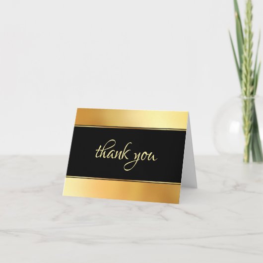 Gold Handwritten Hand Script Thank You Template サンキューカード (正面)