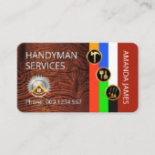 Gold Handyman Icons On Stripes Timber 名刺 (正面)