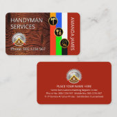 Gold Handyman Icons On Stripes Timber 名刺 (正面/裏面)