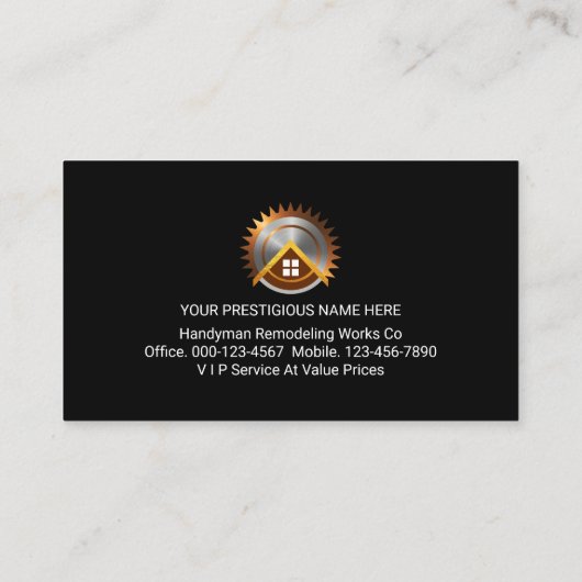 Gold Handyman Signage Border Frame 名刺 (裏面)