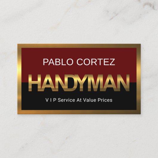 Gold Handyman Signage Border Frame 名刺 (正面)