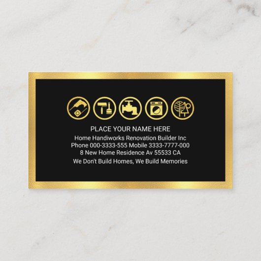 Gold Handyman Signage Frame 名刺 (裏面)