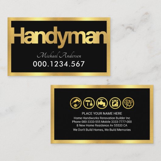 Gold Handyman Signage Frame 名刺 (正面/裏面)