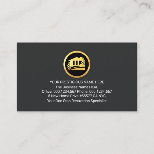 Gold Handyman Tools Building Frame 名刺 (裏面)