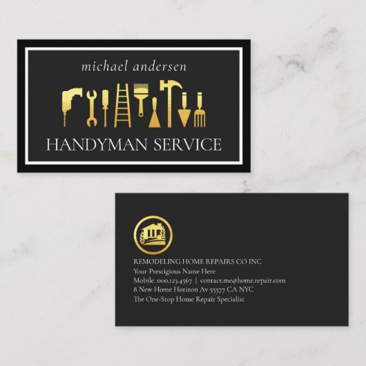 Gold Handyman Tools Frame 名刺 (正面/裏面)