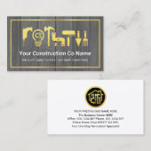 Gold Handyman Tools Frame On Timber 名刺 (正面/裏面)