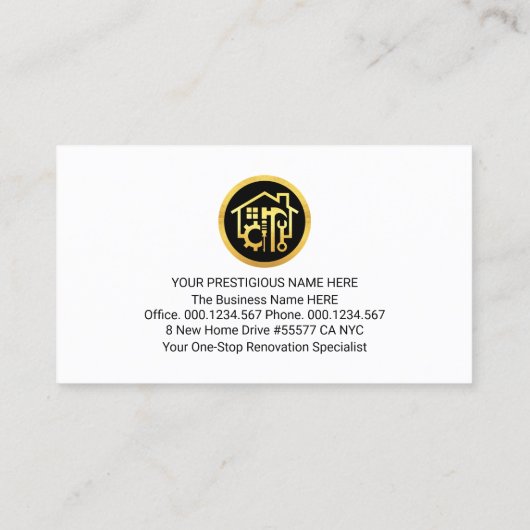 Gold Handyman Tools Frame On Timber 名刺 (裏面)