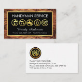 Gold Handyman Tools Frame On Wood 名刺 (正面/裏面)