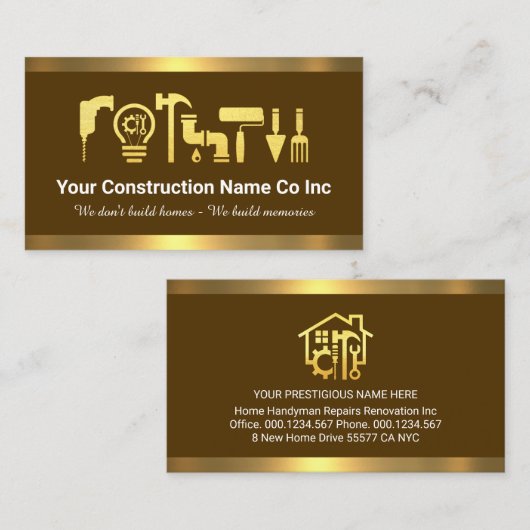 Gold Handyman Tools Gold Frame 名刺 (正面/裏面)
